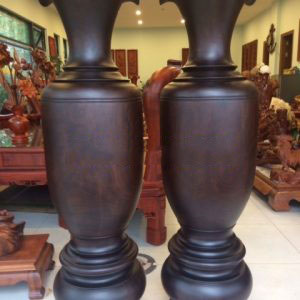 đôi lộc bình gỗ gụ mật nguyên khối