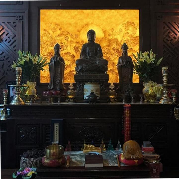 Bàn thờ phật a di đà thế chí - Đồ Thờ Tượng Phật Xuân Trang