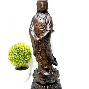 Tượng phật bà quan âm gỗ Mun cao 42cm rộng 12cm sâu 12cm