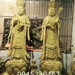 tượng phật quan âm thế chí bằng gỗ mít