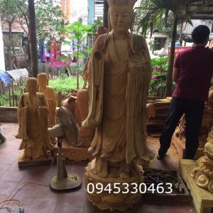 tượng địa tạng đứng bằng gỗ mít