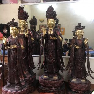Tượng tứ vị bồ tát bằng gỗ mít sơn giả cổ