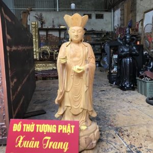 Tượng Địa Tạng Vương Bồ Tát đứng bằng gỗ mít